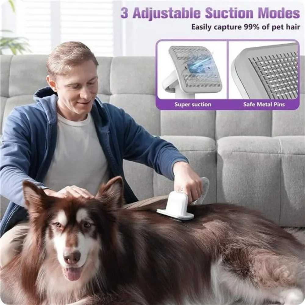 Dog Grooming Kit, 1.5L Dog Hair Vacuum Suction, 8 Pet Grooming Tools